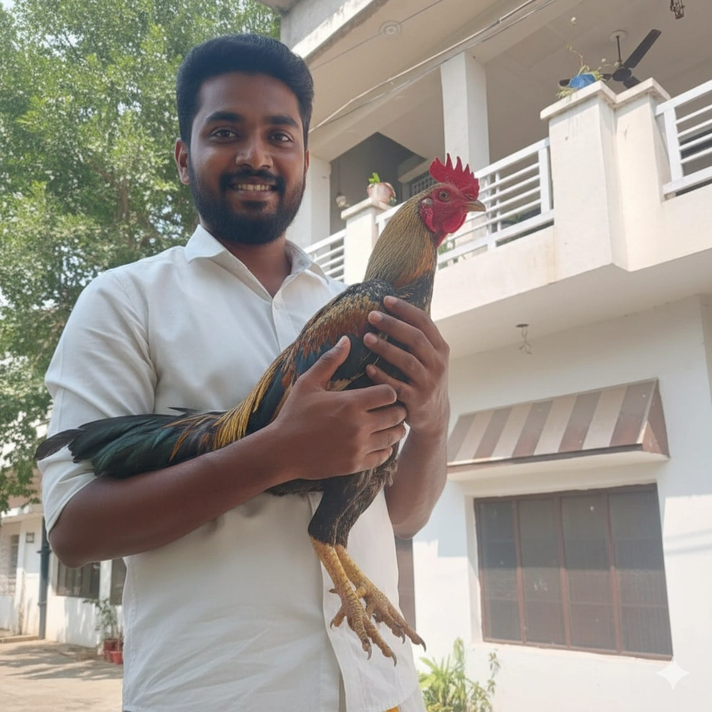 Farmer with Healthy Poultry